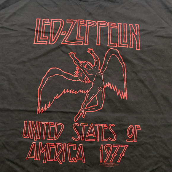 NWOT Led Zeppelin America Tour 1977 Logo T-Shirt Size - XL Color - Black - Picture 4 of 6